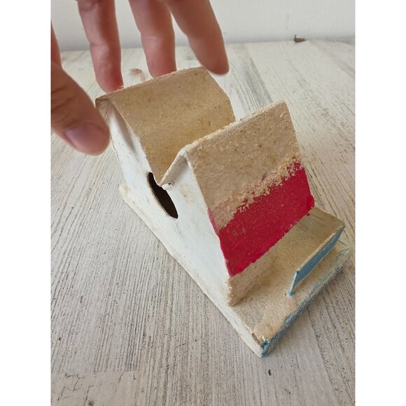 Vintage putz mica white tree house village Japan paper decor unique - Picture 5 of 7